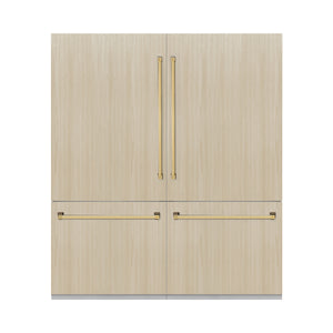 ZLINE Autograph 72" 39.6 cu. ft. Panel Ready French Door Built-In Bottom Freezer Refrigerator with Water Dispensers and Ice Makers and Polished Gold Accents, RBITZ-72-G