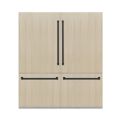 ZLINE Autograph 72" 39.6 cu. ft. Panel Ready French Door Built-In Bottom Freezer Refrigerator with Water Dispensers and Ice Makers and Matte Black Accents, RBITZ-72-MB