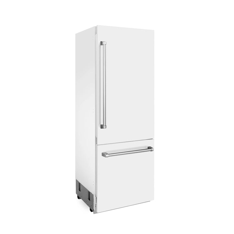 ZLINE 30 In. 16.1 cu. ft. Built-In Refrigerator with Internal Water and Ice Dispenser in White Matte, RBIV-WM-30