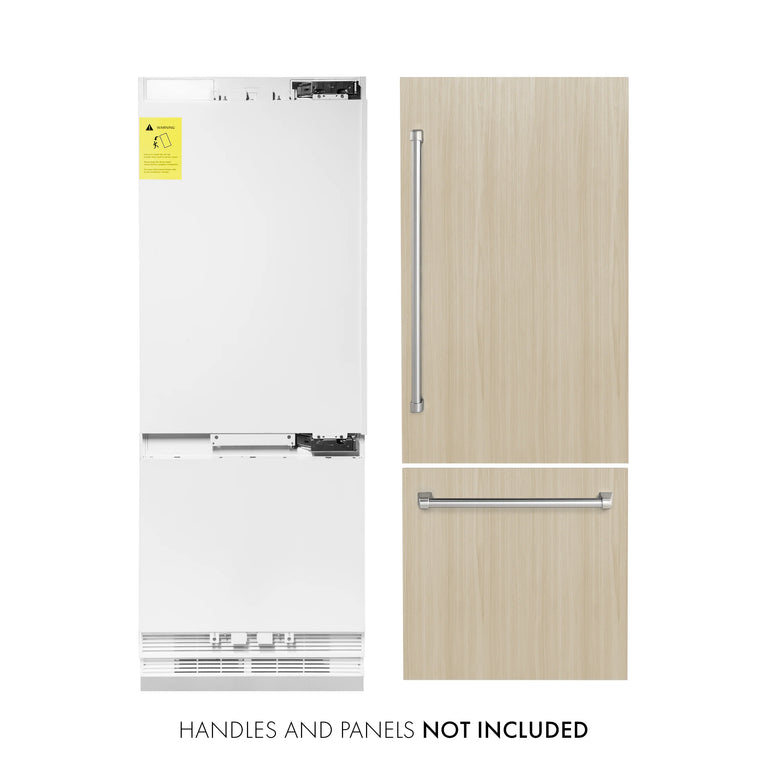 ZLINE 30 In. 16.1 cu. ft. Panel Ready Built-In 2-Door Bottom Freezer Refrigerator with Internal Water and Ice Dispenser, RBIV-30