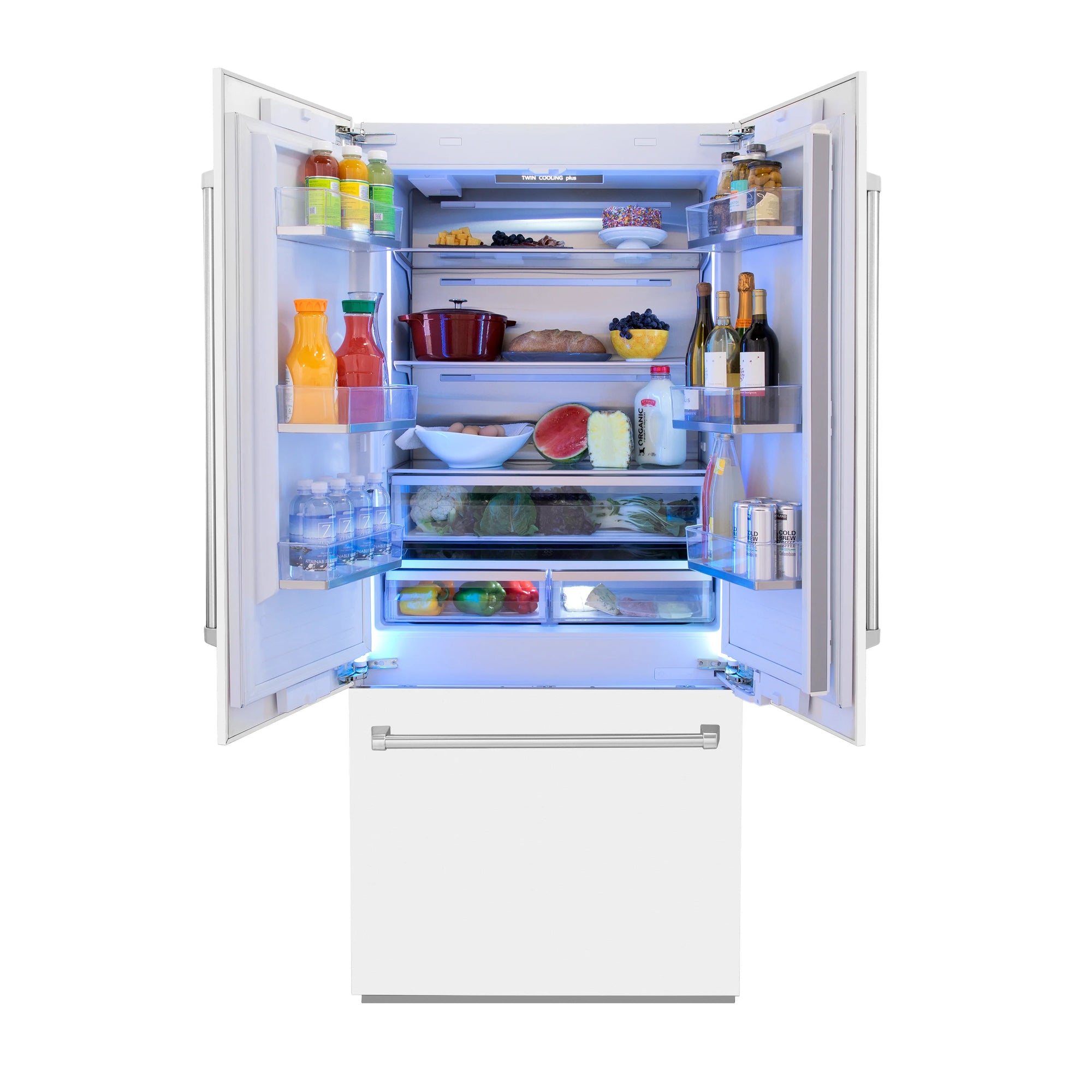 ZLINE 36 In. BuiltIn Refrigerator in White Matte Water Dispenser