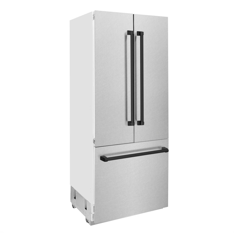 ZLINE 36" Autograph Built-In Refrigerator with Internal Water and Ice Dispenser with Matte Black Accents