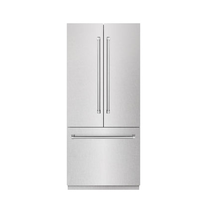 ZLINE 36" 19.6 cu. ft. French Door Built-In Bottom Freezer Refrigerator with Water Dispenser and Ice Maker in Satin Stainless Steel with Stainless Steel Interior, SRBIV-SN-36