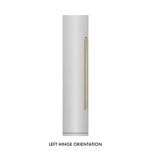 ZLINE Autograph 18" 8.6 cu. ft. Left Hinge Column Freezer in Stainless Steel with Graphite Gray Interior and Champagne Bronze Accents, RCFVLZ-30418-CB