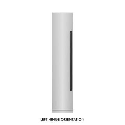 ZLINE Autograph 18" 8.6 cu. ft. Left Hinge Column Freezer in Stainless Steel with Graphite Gray Interior and Matte Black Accents, RCFVLZ-30418-MB