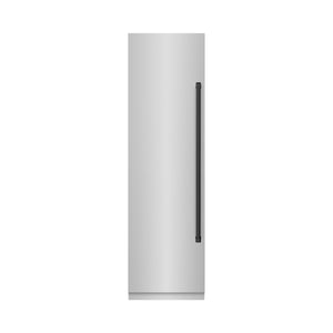 ZLINE Autograph 24" 12.4 cu. ft. Column Freezer in Stainless Steel with Graphite Gray Interior and Matte Black Accents, RCFVZ-304-24-MB