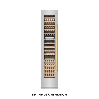 ZLINE Autograph 18" 9.0 cu. ft. Triple Zone 68 Bottle Left Hinge Column Wine Cooler in Stainless Steel with Champagne Bronze Accents, RCWVLZ-30418-CB
