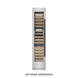 ZLINE Autograph 18" 9.0 cu. ft. Triple Zone 68 Bottle Left Hinge Column Wine Cooler in Stainless Steel with Matte Black Accents, RCWVLZ-30418-MB