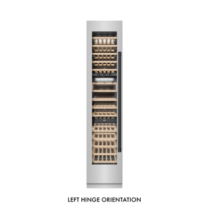 ZLINE Autograph 18" 9.0 cu. ft. Triple Zone 68 Bottle Left Hinge Column Wine Cooler in Stainless Steel with Matte Black Accents, RCWVLZ-30418-MB