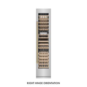 ZLINE Autograph 18" 9.0 cu. ft. Triple Zone 68 Bottle Right Hinge Column Wine Cooler in Stainless Steel with Champagne Bronze Accents, RCWVRZ-30418-CB