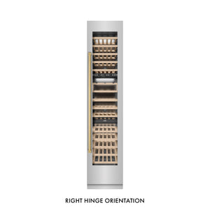 ZLINE Autograph 18" 9.0 cu. ft. Triple Zone 68 Bottle Right Hinge Column Wine Cooler in Stainless Steel with Polished Gold Accents, RCWVRZ-30418-G