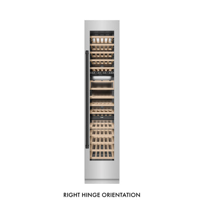 ZLINE Autograph 18" 9.0 cu. ft. Triple Zone 68 Bottle Right Hinge Column Wine Cooler in Stainless Steel with Matte Black Accents, RCWVRZ-30418-MB