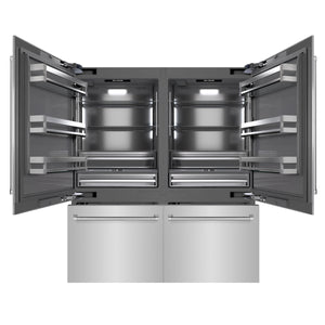 ZLINE 72" 39.6 cu. ft. French Door Built-In Bottom Freezer Refrigerator with Water Dispensers and Ice Makers in Stainless Steel with Graphite Gray Interior, GRBIT-304-72