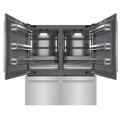 ZLINE 72" 39.6 cu. ft. French Door Built-In Bottom Freezer Refrigerator with Water Dispensers and Ice Makers in Stainless Steel with Graphite Gray Interior, GRBIT-304-72