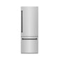 ZLINE Autograph 30" 16.1 cu. ft. Built-In Bottom Freezer Refrigerator with Water Dispenser and Ice Maker in Stainless Steel with Graphite Gray Interior and Matte Black Accents, GRBIVZ-304-30MB