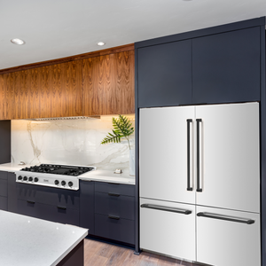 ZLINE Autograph 60" 32.2 cu. ft. French Door Built-In Bottom Freezer Refrigerator with Water Dispenser and Ice Maker in Stainless Steel with Graphite Gray Interior and Matte Black Accents, GRBIVZ-304-60MB