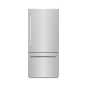 ZLINE 36" 19.8 cu. ft. Built-In Bottom Freezer Refrigerator with Water Dispenser and Ice Maker in Stainless Steel, RBIT-304-36