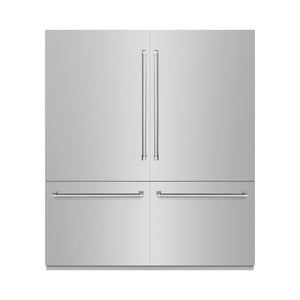 ZLINE 72" 39.6 cu. ft. French Door Built-In Bottom Freezer Refrigerator with Water Dispensers and Ice Makers in Stainless Steel, RBIT-304-72