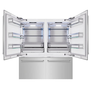 ZLINE 72" 39.6 cu. ft. French Door Built-In Bottom Freezer Refrigerator with Water Dispensers and Ice Makers in Stainless Steel, RBIT-304-72