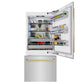 ZLINE Autograph 36" 19.8 cu. ft. Built-In Bottom Freezer Refrigerator with Water Dispenser and Ice Maker in Stainless Steel with Champagne Bronze Accents, RBITZ-304-36CB