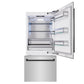 ZLINE Autograph 36" 19.8 cu. ft. Built-In Bottom Freezer Refrigerator with Water Dispenser and Ice Maker in Stainless Steel with Matte Black Accents, RBITZ-304-36MB