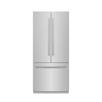 ZLINE 36" 19.6 cu. ft. French Door Built-In Bottom Freezer Refrigerator with Water Dispenser and Ice Maker in Stainless Steel with Stainless Steel Interior, SRBIV-304-36