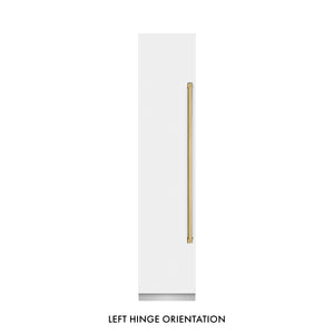 ZLINE Autograph 18" 8.6 cu. ft. Left Hinge Column Freezer in White Matte with Graphite Gray Interior and Polished Gold Accents, RCFVLZ-WM-18-G