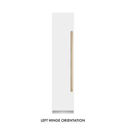 ZLINE Autograph 18" 8.6 cu. ft. Left Hinge Column Freezer in White Matte with Graphite Gray Interior and Polished Gold Accents, RCFVLZ-WM-18-G