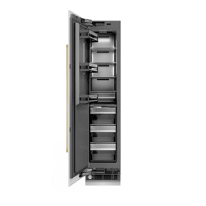 ZLINE Autograph 18" 8.6 cu. ft. Left Hinge Column Freezer in White Matte with Graphite Gray Interior and Polished Gold Accents, RCFVLZ-WM-18-G