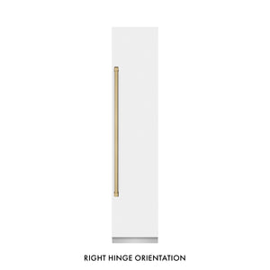 ZLINE Autograph 18" 8.6 cu. ft. Right Hinge Column Freezer in White Matte with Graphite Gray Interior and Champagne Bronze Accents, RCFVRZ-WM-18-CB