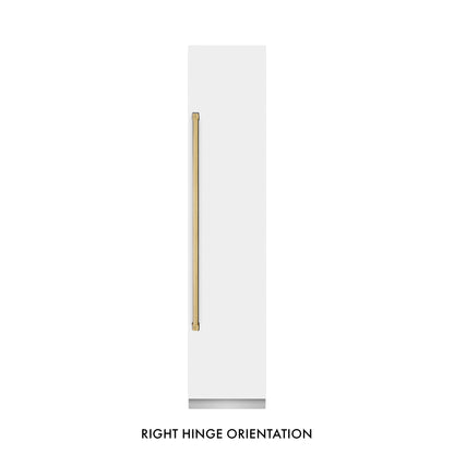 ZLINE Autograph 18" 8.6 cu. ft. Right Hinge Column Freezer in White Matte with Graphite Gray Interior and Polished Gold Accents, RCFVRZ-WM-18-G