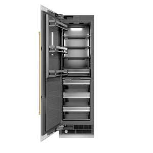 ZLINE Autograph 24" 12.4 cu. ft. Column Freezer in White Matte with Graphite Gray Interior and Champagne Bronze Accents, RCFVZ-WM-24-CB