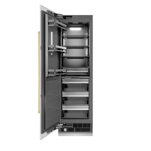 ZLINE Autograph 24" 12.4 cu. ft. Column Freezer in White Matte with Graphite Gray Interior and Polished Gold Accents, RCFVZ-WM-24-G