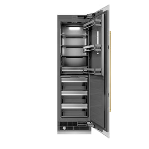 ZLINE Autograph 24" 12.5 cu. ft. Column Refrigerator in White Matte with Graphite Gray Interior and Champagne Bronze Accents, RCRVZ-WM-24-CB
