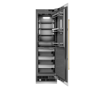 ZLINE Autograph 24" 12.5 cu. ft. Column Refrigerator in White Matte with Graphite Gray Interior and Polished Gold Accents, RCRVZ-WM-24-G