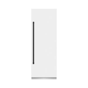 ZLINE Autograph 30" 16.7 cu. ft. Column Refrigerator in White Matte with Graphite Gray Interior and Matte Black Accents, RCRVZ-WM-30-MB