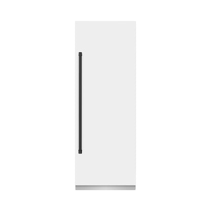 ZLINE Autograph 30" 16.7 cu. ft. Column Refrigerator in White Matte with Graphite Gray Interior and Matte Black Accents, RCRVZ-WM-30-MB