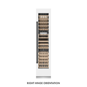 ZLINE Autograph 18" 9.0 cu. ft. Triple Zone 68 Bottle Right Hinge Column Wine Cooler in White Matte with Matte Black Accents, RCWVRZ-WM-18-MB