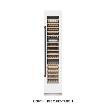 ZLINE Autograph 18" 9.0 cu. ft. Triple Zone 68 Bottle Right Hinge Column Wine Cooler in White Matte with Matte Black Accents, RCWVRZ-WM-18-MB