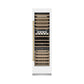 ZLINE Autograph 24" 12.4 cu. ft. Triple Zone 100 Bottle Column Wine Cooler in White Matte and Polished Gold Accents, RCWVZ-WM-24-G