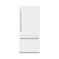 ZLINE 36" 19.8 cu. ft. Built-In Bottom Freezer Refrigerator with Water Dispenser and Ice Maker in White Matte with Graphite Gray Interior, GRBIT-WM-36