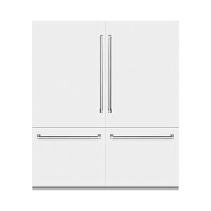 ZLINE 72" 39.6 cu. ft. French Door Built-In Bottom Freezer Refrigerator with Water Dispensers and Ice Makers in White Matte with Graphite Gray Interior, GRBIT-WM-72
