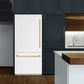 ZLINE Autograph 36" 19.8 cu. ft. Built-In Bottom Freezer Refrigerator with Water Dispenser and Ice Maker in White Matte with Graphite Gray Interior and Champagne Bronze Accents, GRBITZ-WM-36-CB