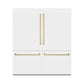 ZLINE Autograph 72" 39.6 cu. ft. French Door Built-In Bottom Freezer Refrigerator with Water Dispensers and Ice Makers in White Matte with Graphite Gray Interior and Champagne Bronze Accents, GRBITZ-WM-72-CB