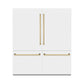 ZLINE Autograph 72" 39.6 cu. ft. French Door Built-In Bottom Freezer Refrigerator with Water Dispensers and Ice Makers in White Matte with Graphite Gray Interior and Polished Gold Accents, GRBITZ-WM-72-G
