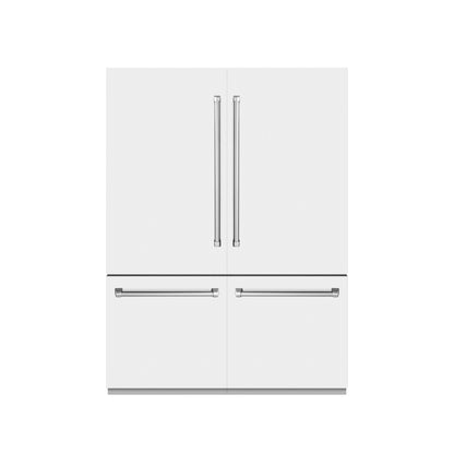 ZLINE 60" 32.2 cu. ft. French Door Built-In Refrigerator with Water Dispenser and Ice Maker in White Matte with Graphite Gray Interior, GRBIV-WM-60