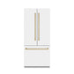 ZLINE Autograph 36" 19.6 cu. ft. French Door Built-In Bottom Freezer Refrigerator with Water Dispenser and Ice Maker in White Matte with Graphite Gray Interior and Champagne Bronze Accents, GRBIVZ-WM-36-CB