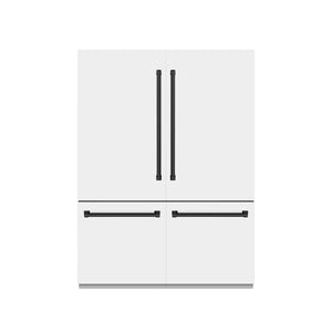 ZLINE Autograph Edition 60" 32.2 cu. ft. French Door Built-In Refrigerator with Water Dispenser and Ice Maker in White Matte with Graphite Gray Interior and Matte Black Accents, GRBIVZ-WM-60-MB
