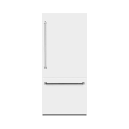 ZLINE 36" 19.8 cu. ft. Built-In Bottom Freezer Refrigerator with Water Dispenser and Ice Maker in White Matte, RBIT-WM-36