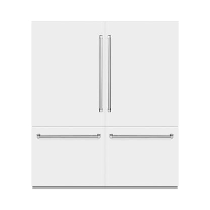 ZLINE 72" 39.6 cu. ft. French Door Built-In Bottom Freezer Refrigerator with Water Dispensers and Ice Makers in White Matte, RBIT-WM-72